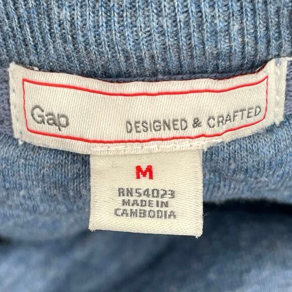 GAP Sweatshirt Heathered Blue Quilted Diamond Pullover 3/4 Sleeve Cozy Top M - Picture 5 of 8